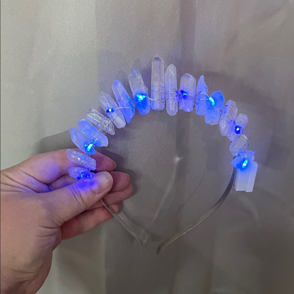 Crystal Headband with Blue LED Lights